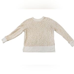 Time and Tru Cream and Tan Leopard Print Sweater